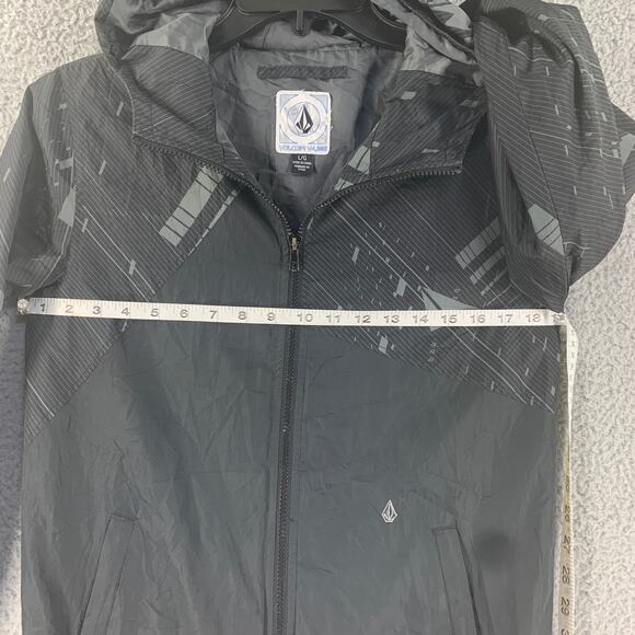 Volcom Jacket Youth Large V Line Hooded Black Grey - Picture 3 of 13